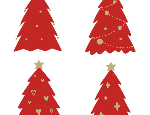 シンプルなクリスマスツリー（赤色）のイラスト