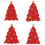 シンプルな赤色のクリスマスツリー3種のイラスト