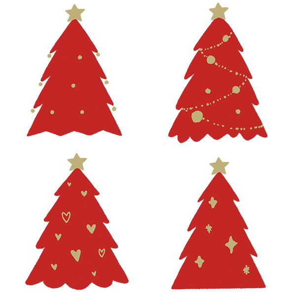 シンプルなクリスマスツリー 赤色 のイラスト 無料素材のイラストegg