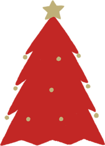 シンプルな赤色のクリスマスツリーのイラスト