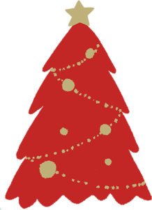 シンプルな赤色のクリスマスツリーのイラスト その2