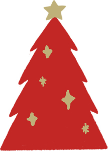 シンプルな赤色のクリスマスツリーのイラスト その3