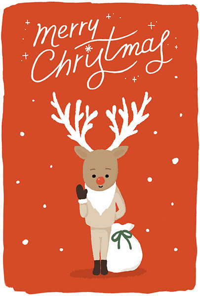 トナカイのクリスマスカード 無料素材のイラストegg